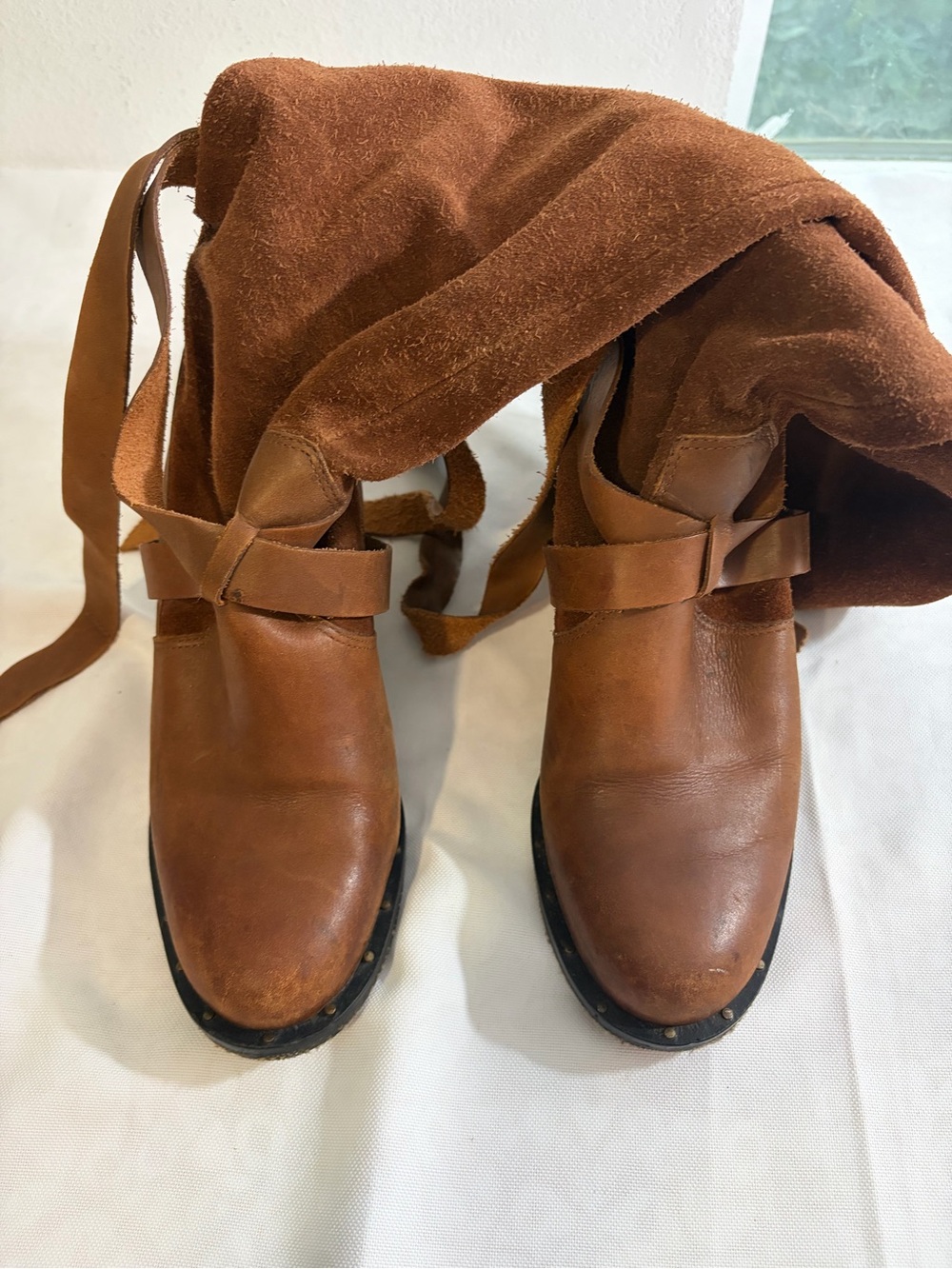Vintage Restricted-Circle R stamped heel, Suede and Leather Ankle Boots